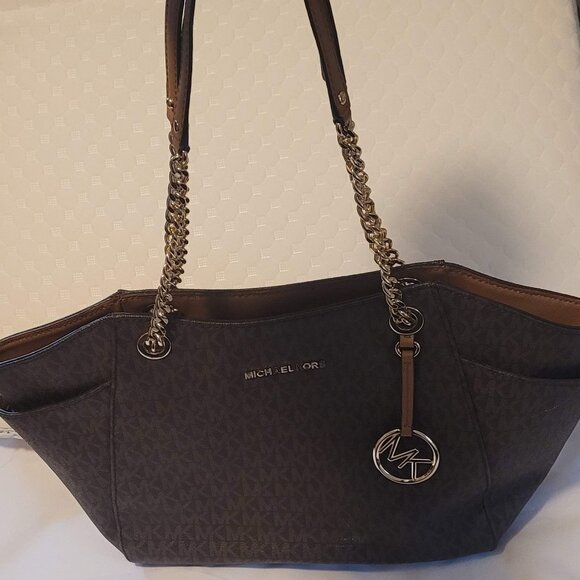 MICHAEL KORS Jet Set Large Signature Logo Shoulder Bag - Like New Used - Picture 2 of 13